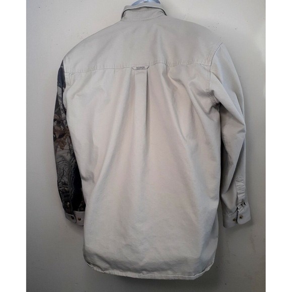 Roper Range Gear Hunting Shooting Khanki RealTree Camo Shirt Mens L w Elk Camp - Picture 5 of 13